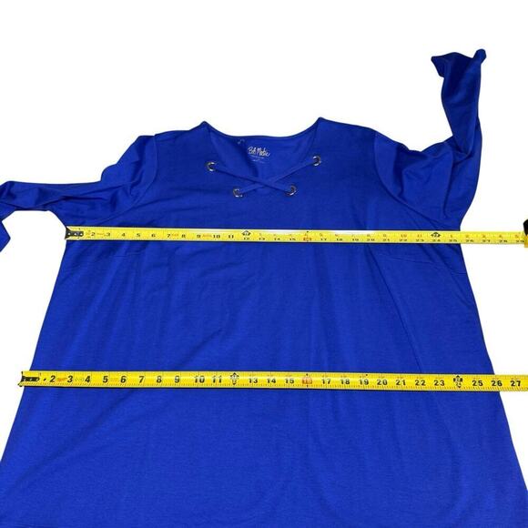Bob Mackie V-Neck Laced Front Grommet Knit Top 2XL XXL Iris Blue Purple Relaxed - Picture 7 of 9